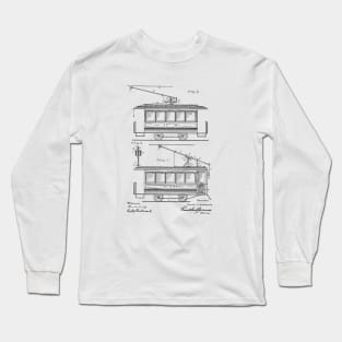 Electric Railway Trolley Vintage Patent Hand Drawing Long Sleeve T-Shirt